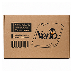 Papel Toalha 2 Dobras 100% Celulose Virgem com 2.000 Folhas Neno