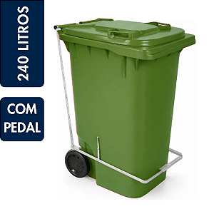Coletor Contêiner Jsn com Roda e Pedal Frontal 240 Litros Verde Ref: C240PVD