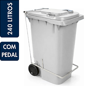 Coletor Contêiner Jsn com Roda e Pedal Frontal 240 Litros Branco Ref: C240PB