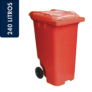 Coletor Contêiner Jsn com Roda 240 Litros Vermelho Ref: C240V