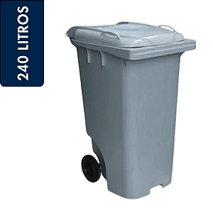 Coletor Contêiner Jsn com Roda 240 Litros Cinza Ref: C240C