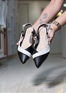 SLINGBACK 12172 PRETO/BRANCO