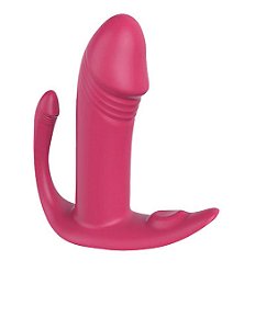 Vibrador 2 em 1 com Triplo Estimulo e Controle Remoto cor Rosa