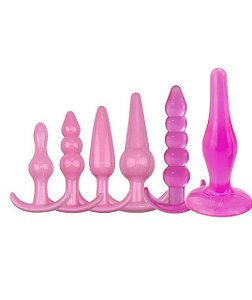 Kit com 6 Plugs de Silicone cor Rosa