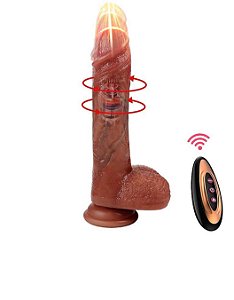 Prótese Realista 22,0x 3,8 cm Vibro Controle Remoto Vai e Vem Rotação e Aquecimento