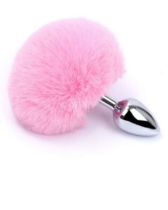 Plug Anal Tamanho P Pompom cor Rosa