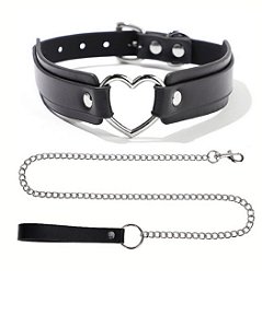Coleira Choker de Coração com Guia