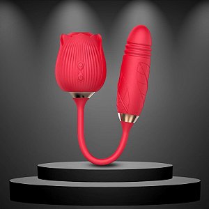 Vibrador Rosa Vai e Vem com Sugador de Clítoris