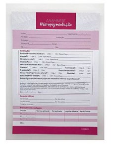 Ficha de Anamnese Micropigmentação - 50 folhas - Acessórios e Ferramentas -  Micropigmentação