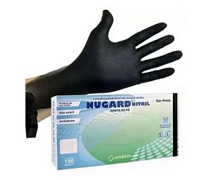 Luva Nitrilica Preta Nugard - 100 Unidades