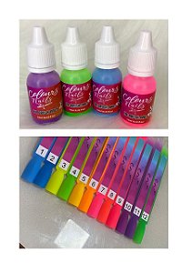 Tinta Air Brush Colours Nails 10Ml - Cores Neon