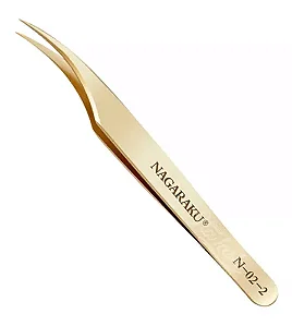 Pinça Nagaraku Meio Curvada Dourada N-02-2