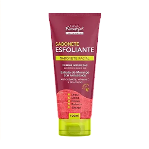 Sabonete Facial Esfoliante Extrato de Morango Face Beautiful