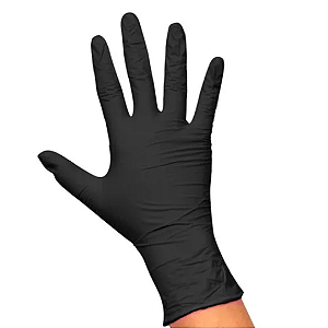 Luva Nitrílica Preta - 100 Unidades