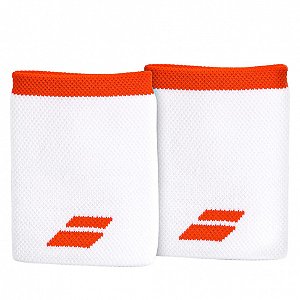 Munhequeira Babolat Logo Jumbo Branco/Vermelho Pack com 2