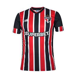 Camiseta New Balance Adulto São Paulo Away Torcedor Vermelho/Branco/Preto