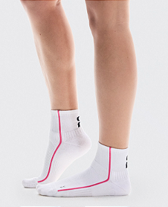 Meia On Running Court Sock Mid Branca/Rosa PP