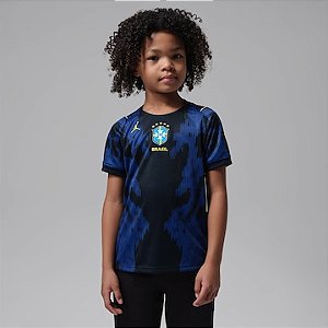 Camiseta Nike Seleção Brasileira Infantil Jordan Versão Torcedor 2026 Azul