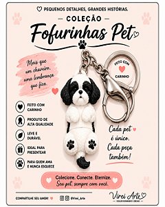 Chaveiro Fofurinhas Pet Shih Tzu Preto e Branco