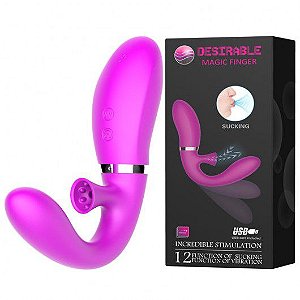 Vibrador Flexível com 12 Modos de Vibração com Sucção - DESIRABLE MAGIC FINGER