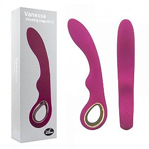 VANESSA - Vibrador de Luxo Recarregável com Detalhes em Metal e Estimulador Vaginal - LEALSO