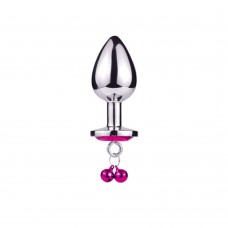 Plug anal em formato cônico com pedraria de cristal e um pequeno sino de metal colorido