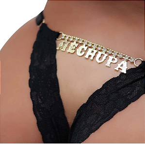 calcinha Fio Palavras Strass - Tallyta