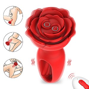 Plug Anal c/ contr. de flor com 9 vibração e batidas - OLENA