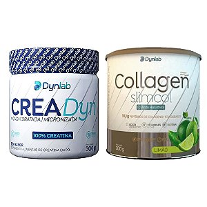 Kit Creatina Crea Dyn Lab (Pura) 300G + Collagen Slimcol 300g - Colágeno Verisol + Ácido Hialuronico - Dynlab