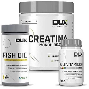 Combo Creatina Monohidratada Pura 300g + Fish Oil 120 Caps + Multivitaminico 90 Cápsulas - Dux Nutrition