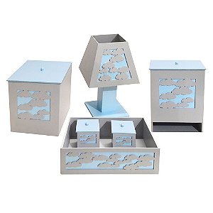 Kit Higiene MDF Céu Luxo Azul