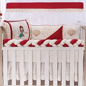 Kit Berço Encanto Ariel Vermelha 12 Peças