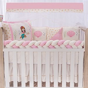 Kit Berço Encanto Ariel Rosa 12 Peças