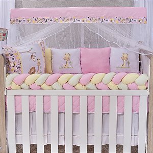 Kit Berço Encanto Amiguinhos Rosa 12 Peças