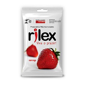 PRESERVATIVO LUBRIFICADO COM AROMA DE MORANGO 3 UNIDADES RILEX