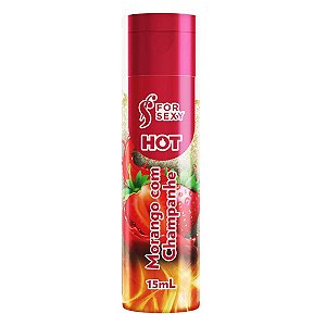 GEL HOT BEIJÁVEL MORANGO C/ CHAMPANHE PARA MASSAGEM 15ML FOR SEXY