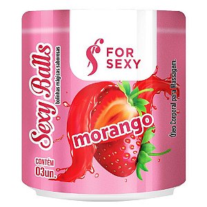 SEXY BALLS BEIJÁVEIS MORANGO COM 3 UNIDADES FOR SEXY