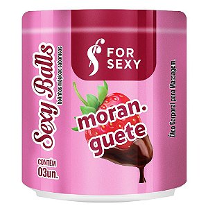 SEXY BALLS BEIJÁVEIS MORANGUETE COM 3 UNIDADES FOR SEXY