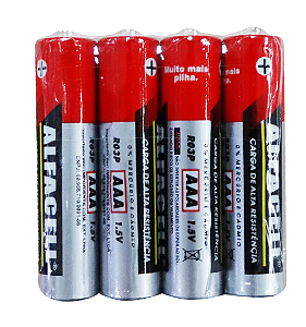PILHA COMUM PALITO AAA 1.5V COM 4 UNIDADES ALFACELL