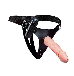 KIT CINTA COM PRÓTESE E VIBRO 17,5 X 4CM PAU BRASIL