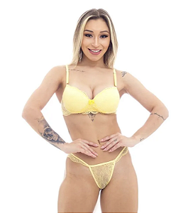 Conjunto Fio Rendado com Lacinho Jô Lingerie