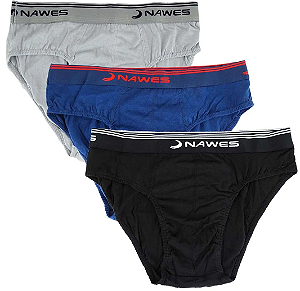 Kit 3 Cuecas Slip em Algodão Nawes