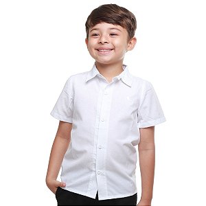 Camisa Social Manga Curta Infantil Branca Batizado Casamento