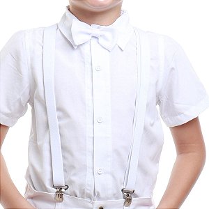 Kit Suspensório e Gravata Borboleta Infantil Branco