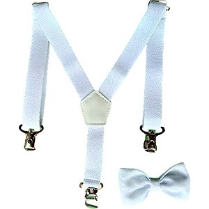 Kit Suspensório e Gravata Borboleta Infantil Branco