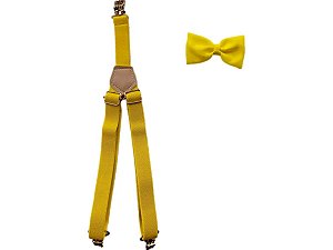 Kit Suspensório Infantil e Gravata Borboleta Amarelo