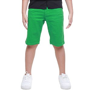 Bermuda Infantil Juvenil Menino Short Sarja Verde Bandeira 1 ao 16