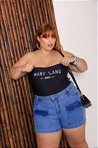 SHORT JEANS PLUS SIZE CARGO 100% ALGODÃO