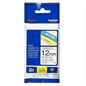 TZe-231 Fita para Rotulador 12mm Preto/ Branco