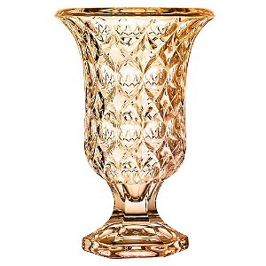 Vaso Decoração de Cristal C Pé Mesa Sala Flores Casa Âmbar